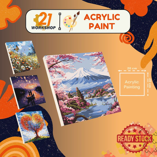 Acrylic Paint Oil Painting Art Painting Landscape With Inner Frame DIY Paint By Numbers on Canvas 20x20cm Gift 数字油画